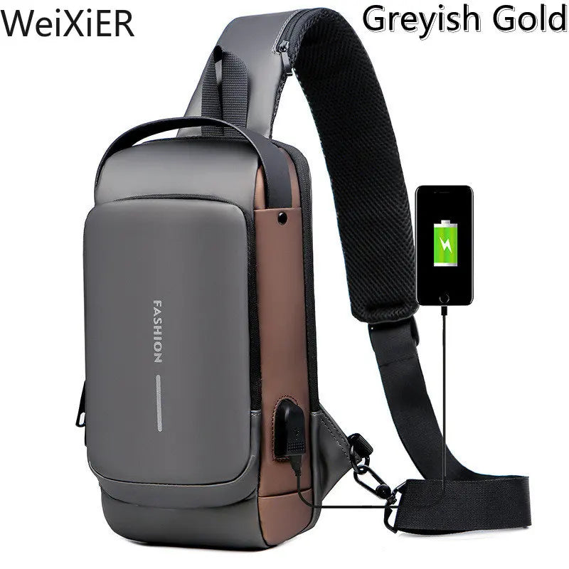 Anti Theft Chest Bag With USB Charging Crossbody For Men - Smarsty