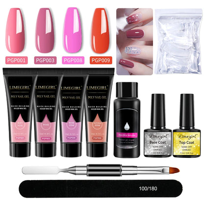 Nail Art Poly Gel Kit for Beginners with Soaking Solution - Smarsty
