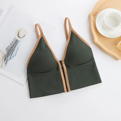 Women Crop Tops Sexy Solid Color Camisole Ice Silk Tube Top Seamless Sports Tank Top Wireless Underwear Padded Bra Bralette Vest - Smarsty