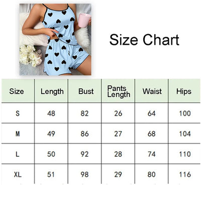 Women's Pajama Set Pajamas T-Shirts Shorts Pink Heart-Shaped Print Round Neck T-Shirt Ice Silk Top Comfortable Casual Summer ﻿ - Smarsty