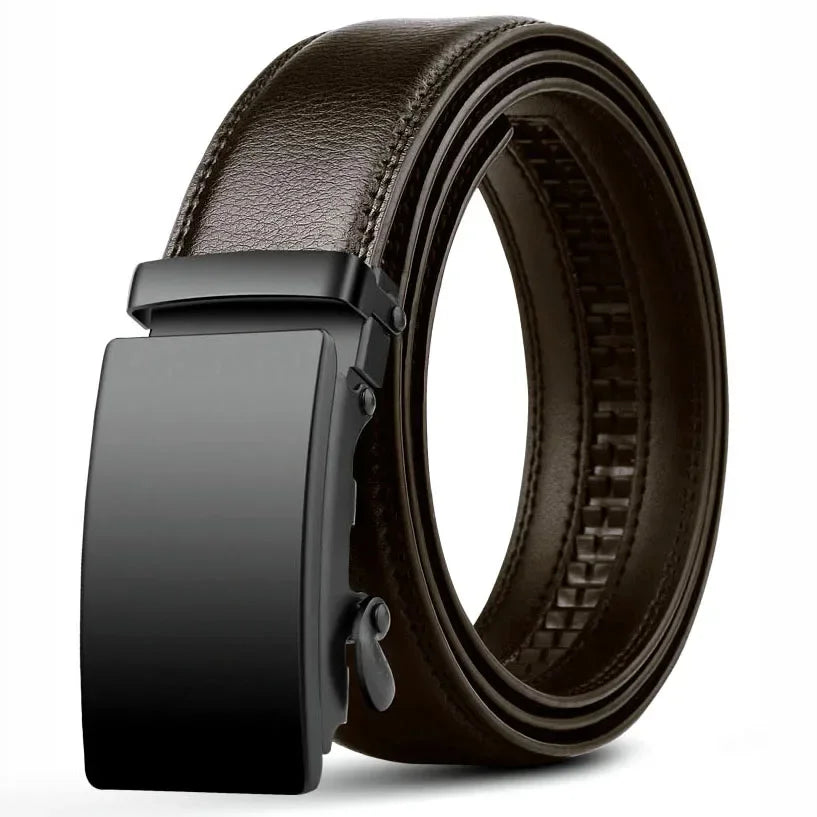 Automatic Buckle PU Leather Belt for Men Business Waist Strap - Smarsty