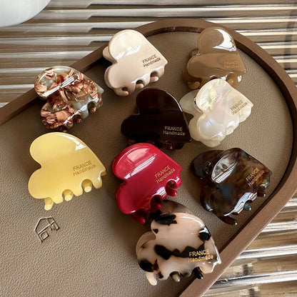 Small Acetate Heart Hair Claw Clips Cute 35mm For Girls - Smarsty