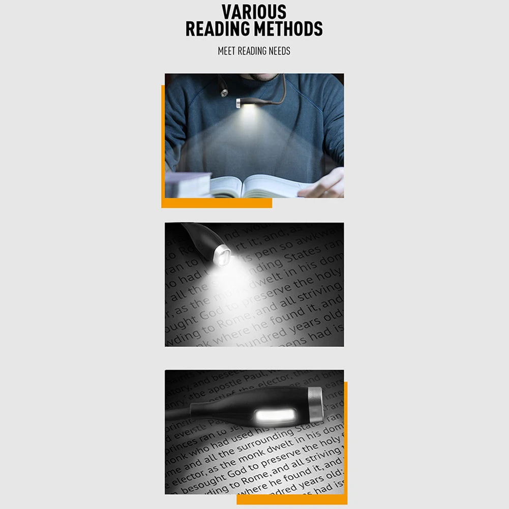 LED Neck Reading Light Bendable Arms Reading Lamp Hands Free Flashlight Rechargeable for Night Running Walking Knitting Camping