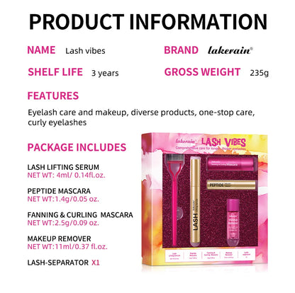 Lash & Brow Set Eyebrow Eyelash Growth Serum Peptide Mascara Eyelash Eyebrow Longer Fuller Thicker Curling Lash Eye Care Makeup