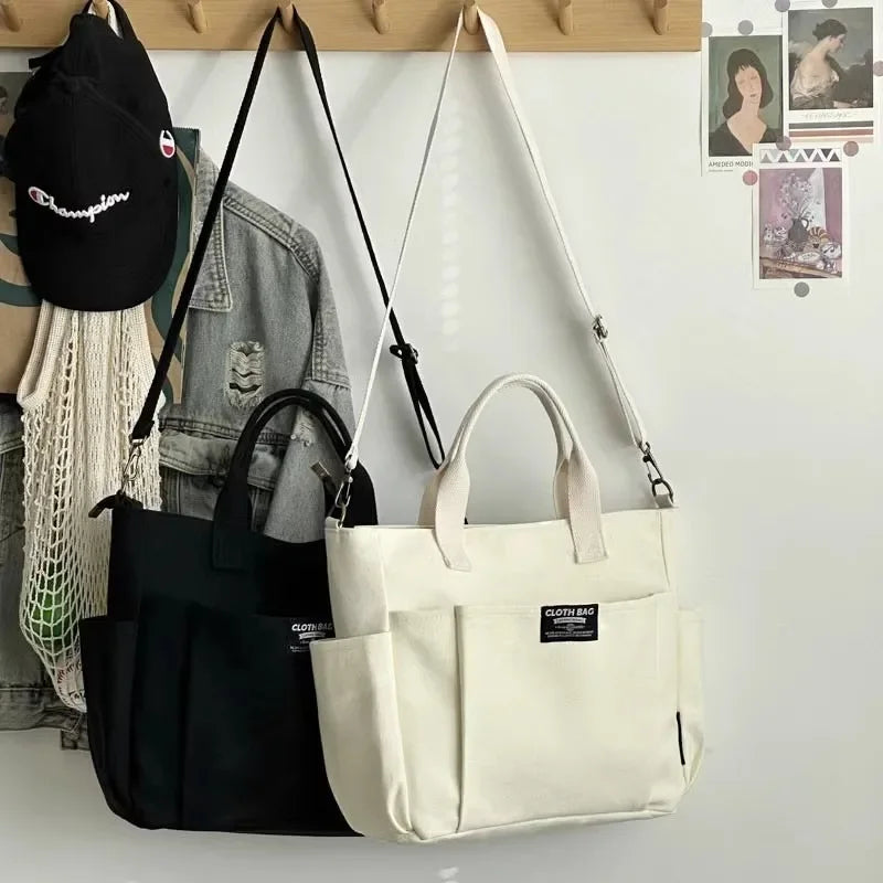 Canvas Ladies Bag Large Capacity Shoulder Tote For Students - Smarsty