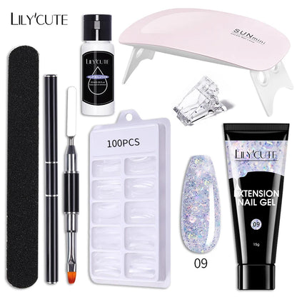 LILYCUTE Nail Gel Set with 6W LED Lamp for Quick Manicure - Smarsty