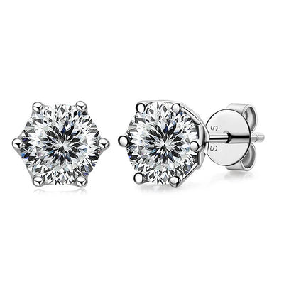 1 CT D Color Moissanite Stud Earrings Sparkling 925 Silver - Smarsty