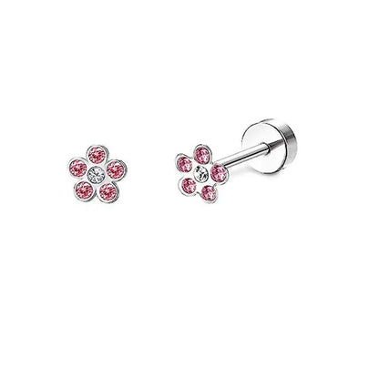 Stainless Steel Heart Moon Ear Studs Screw Back Cartilage - Smarsty