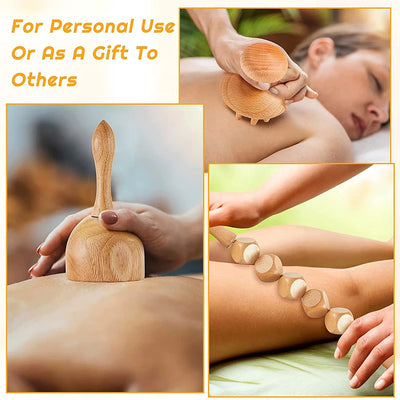 6 In 1 Wooden Massage Tool Set for Lymphatic Drainage - Smarsty