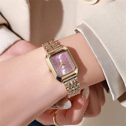 Women's Luxury Square Quartz Watch with Gold Alloy Strap - Smarsty