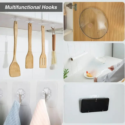Transparent Self Adhesive Hooks for Easy Storage - Smarsty