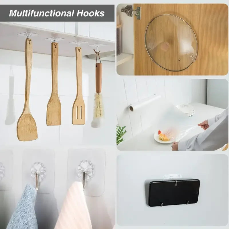 Transparent Self Adhesive Hooks for Easy Storage - Smarsty