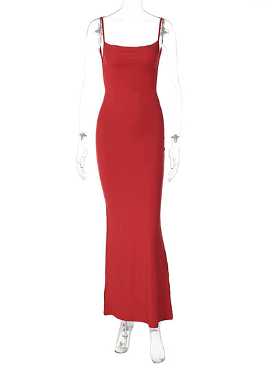 Hugcitar 2025 Spring Solid Sleeveless Backless Elegant Sexy Bodycon Y2K Maxi Prom Dress Women Clothes Birthday Party Casual Y2K - Smarsty