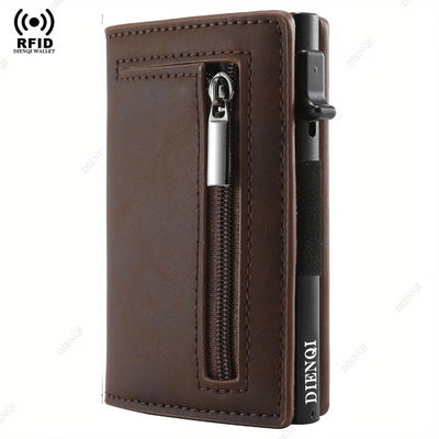 Magnetic Credit Card Holder Luxury Men Wallet Rfid Blocking Pop Up Minimalist Wallet Leather Bank Cardholder Case Vallet for Men - Smarsty
