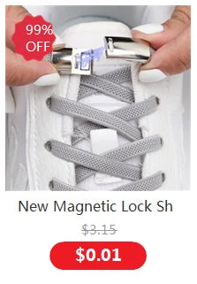 1Pair Magnetic Lock Shoelaces without ties Flat Elastic Laces Sneakers Boots No Tie Shoelace Rubber Bands for Shoes Accessories - Smarsty