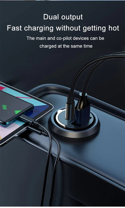 200W mini car charger fast charging for iPhone QC3.0 mini PD USB Type C car mobile phone charger for Xiaomi Samsung Huawei - Smarsty