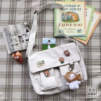 Harajuku Messenger Bag For Girls Durable Canvas School Bag - Smarsty