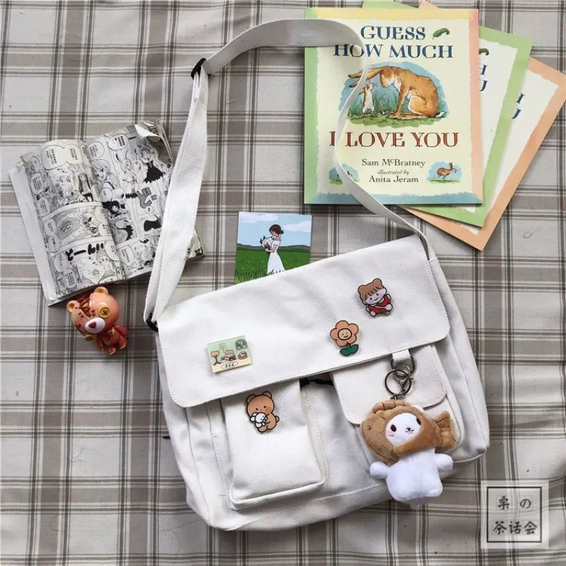 Harajuku Messenger Bag For Girls Durable Canvas School Bag - Smarsty