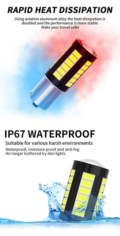 2pcs LED 1156 BA15S P21W 1157 BAU15S PY21W P21/5W BAY15D For Car Truck ATV Light Canbus 5630SMD Turn Signal Lamp DRL Bulb 12V24V - Smarsty