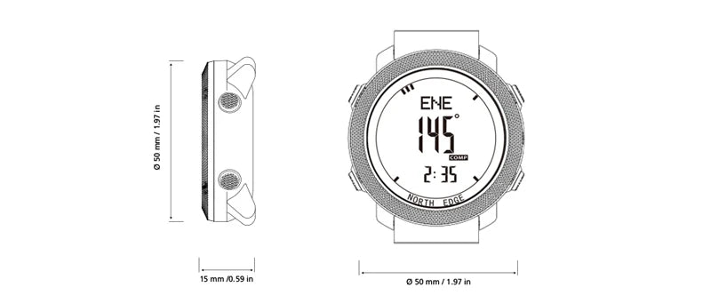 North Edge Men's Waterproof Digital Sports Watch with Altimeter - Smarsty