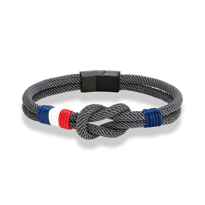Black Stainless Steel Rope Bracelet Handmade Double Layer - Smarsty