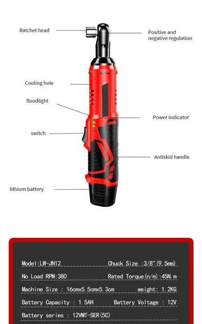 12V Cordless Right Angle Electric Wrench with 45NM Torque - Smarsty