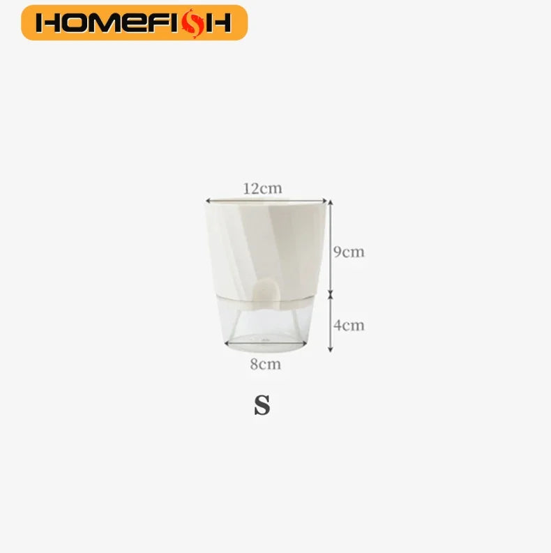 Lazy Hydroponic Flower Pot Automatic Water-Absorbing Flowerpot Transparent Double Layer Plastic Self Watering Planter Office
