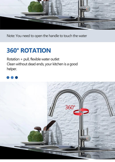DQOK Smart Touch Control Kitchen Faucet with Pull Out Spray - Smarsty