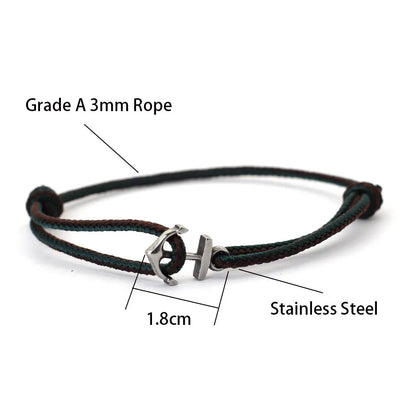 Men's Anchor Bracelet Adjustable Marine Rope Jewelry - Smarsty