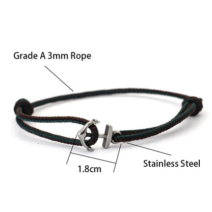 Men's Anchor Bracelet Adjustable Marine Rope Jewelry - Smarsty
