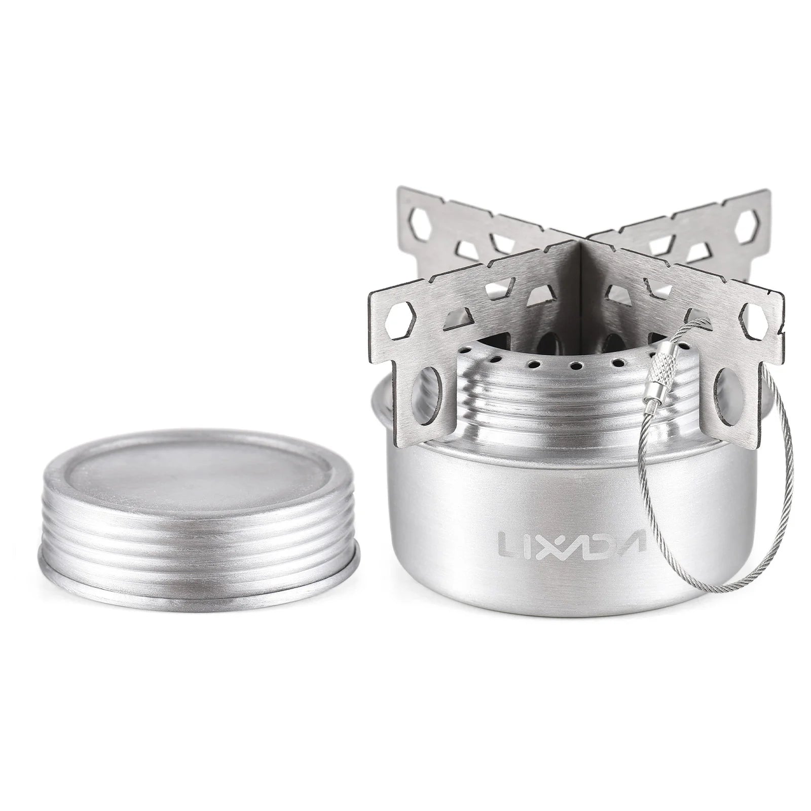 Outdoor Mini Alcohol Stove Aluminum Alloy Alcohol Stove with Lid Outdoor Camping Hiking Backpacking Cooking Stove