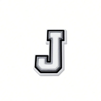1pc Black White Alphabet Shoe Charm, PVC Shoe Accessory For Crocs, Wristband, Slipper,DIY Accessories Gifts For Holiday Party
