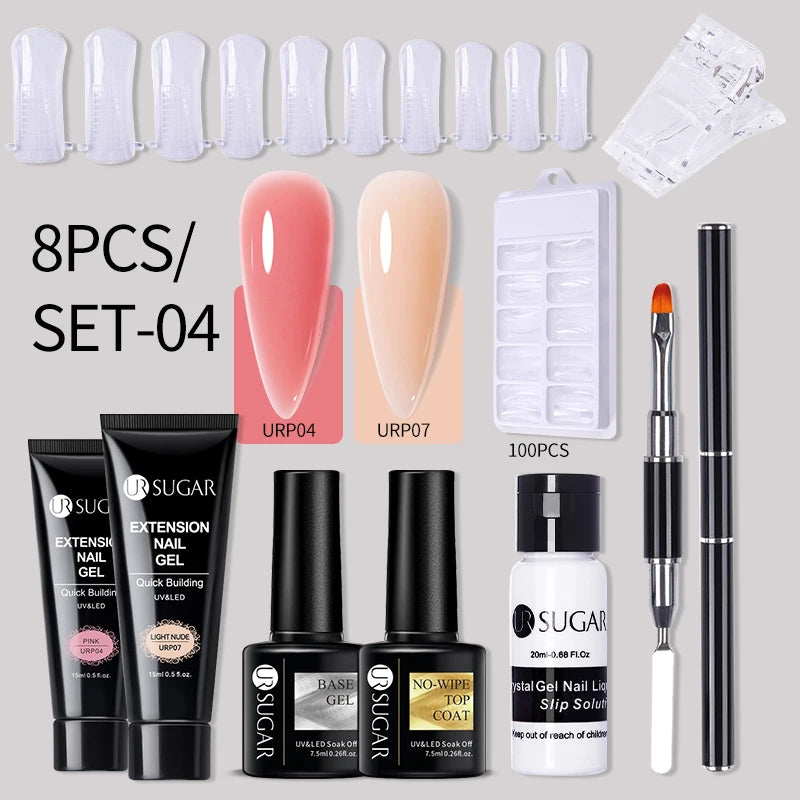 Nude Glitter Gel Nail Polish Kit for Long-Lasting Manicure - Smarsty