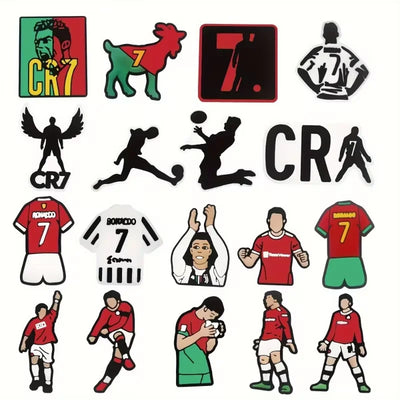 18pcs/set Soccer star Critiano Ronaldo Series for Cartoon Shoe Charms Decoration Accessories for Classic Clog Kids Gifts - Smarsty
