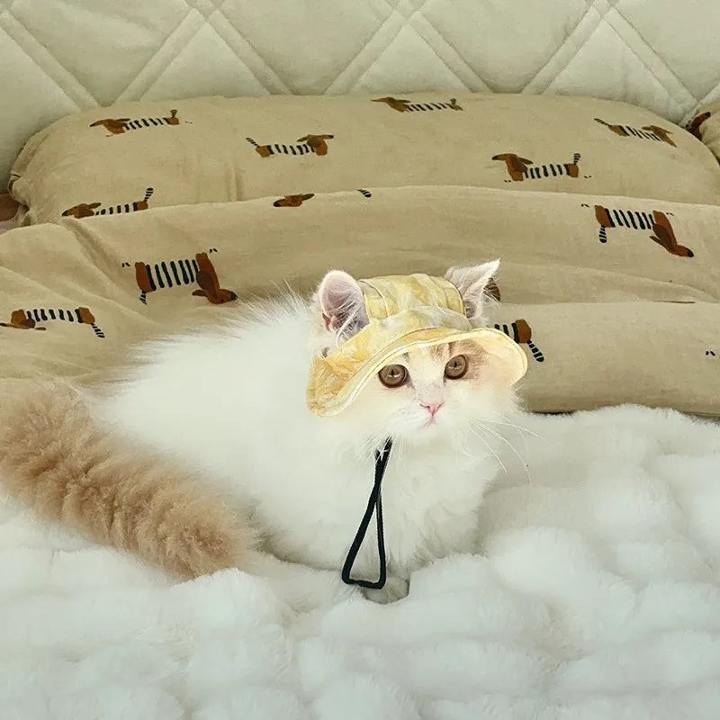 Cotton Cat Sun Hat With Ear Holes For Pets - Smarsty