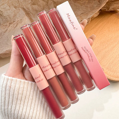Double Ended Matte Lip Gloss Moisturizing Velvet Texture - Smarsty