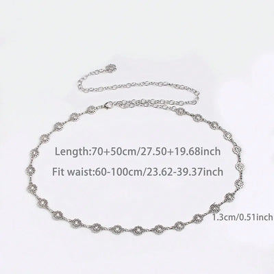 Silver Retro Waist Chain Belt Thin Metal Accessory - Smarsty