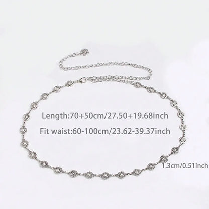 Silver Retro Waist Chain Belt Thin Metal Accessory - Smarsty