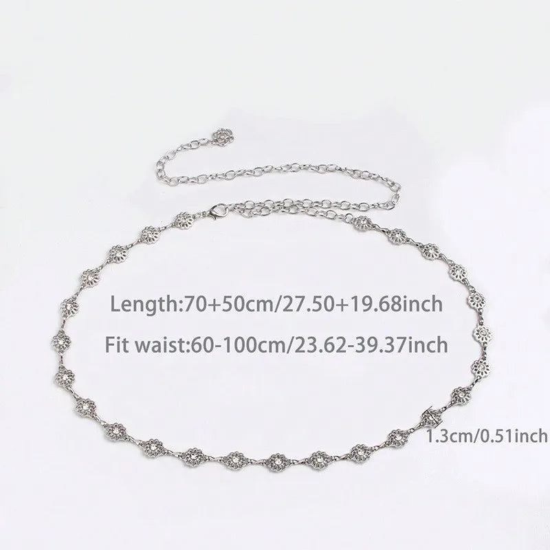 Silver Retro Waist Chain Belt Thin Metal Accessory - Smarsty