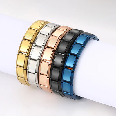 Gemosa Italian Stainless Steel Charm Bracelet Elastic Link Chain - Smarsty