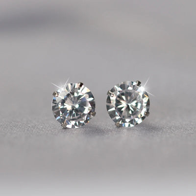 925 Sterling Silver CZ Stud Earrings Tiny Dainty Gift - Smarsty