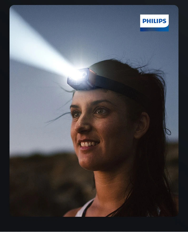 PHILIPS LED Headlamp Sensor Head Flashlight Ten Types of Lighting Type-C Rechargeable Headlight Outdoor Camping Fishing Lantern by Smarsty