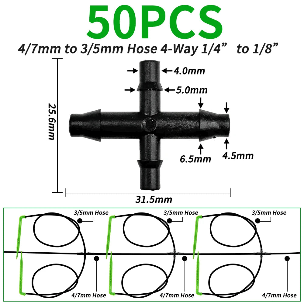 Oasis 50PCS Plastic Barbed Tee Connectors for Drip Irrigation - Smarsty