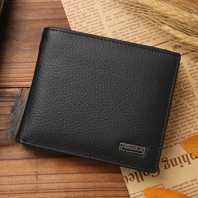 Classic Short Genuine Leather Men Wallets Fashion Coin Pocket Card Holder Men Purse Simple Quality Male Wallets - Smarsty