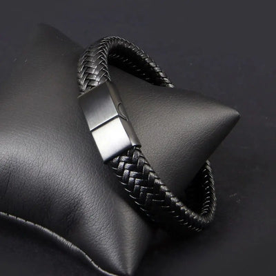 Retro Men Leather Bracelet Woven Multi Size Bangle - Smarsty