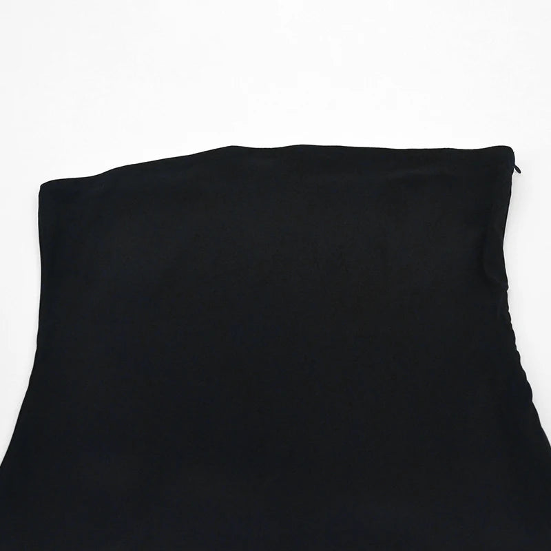 Black Sexy A-Line Dress Summer Strapless Women Slim Fit Off Shoulder Fashion Patchwork Casual Party Female Mini Dresses Clothing
