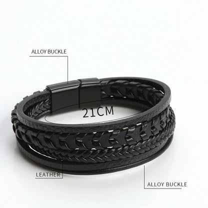Men Leather Bracelet with Tiger Eye Beads Stylish Gift - Smarsty
