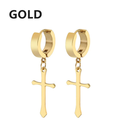 Stainless Steel Cross Dangle Earrings for Men and Women - Smarsty