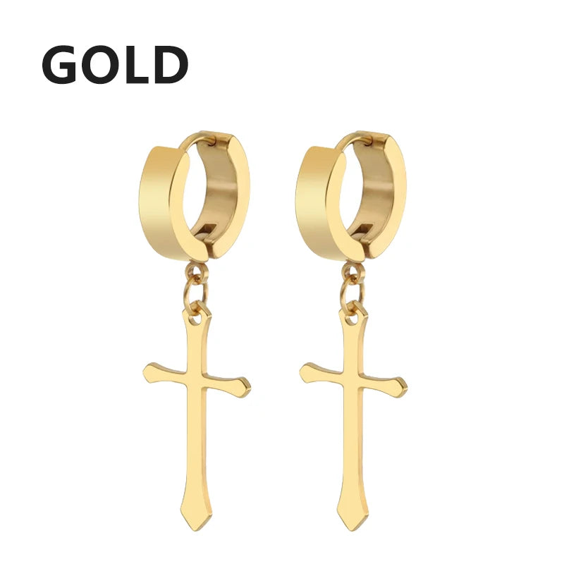 Stainless Steel Cross Dangle Earrings for Men and Women - Smarsty