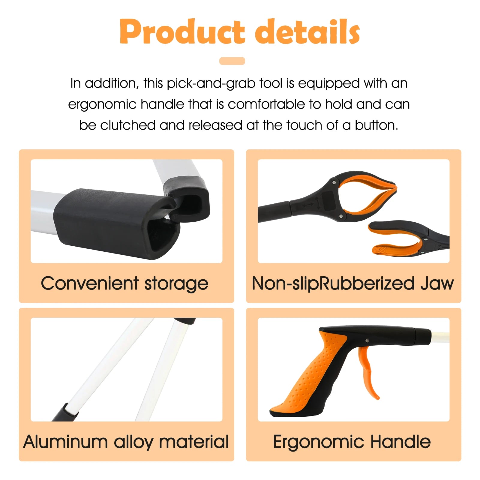 2-Pack Foldable Garbage Clip Litter Reachers Pickers Gripper Extender Hand Tools Environmental Sanitation Garbage Collector